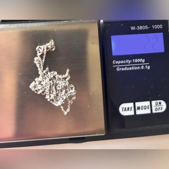 14K White Gold Chain Amber Agate Pendant Necklace 925 Silver - Picture 3 of 15